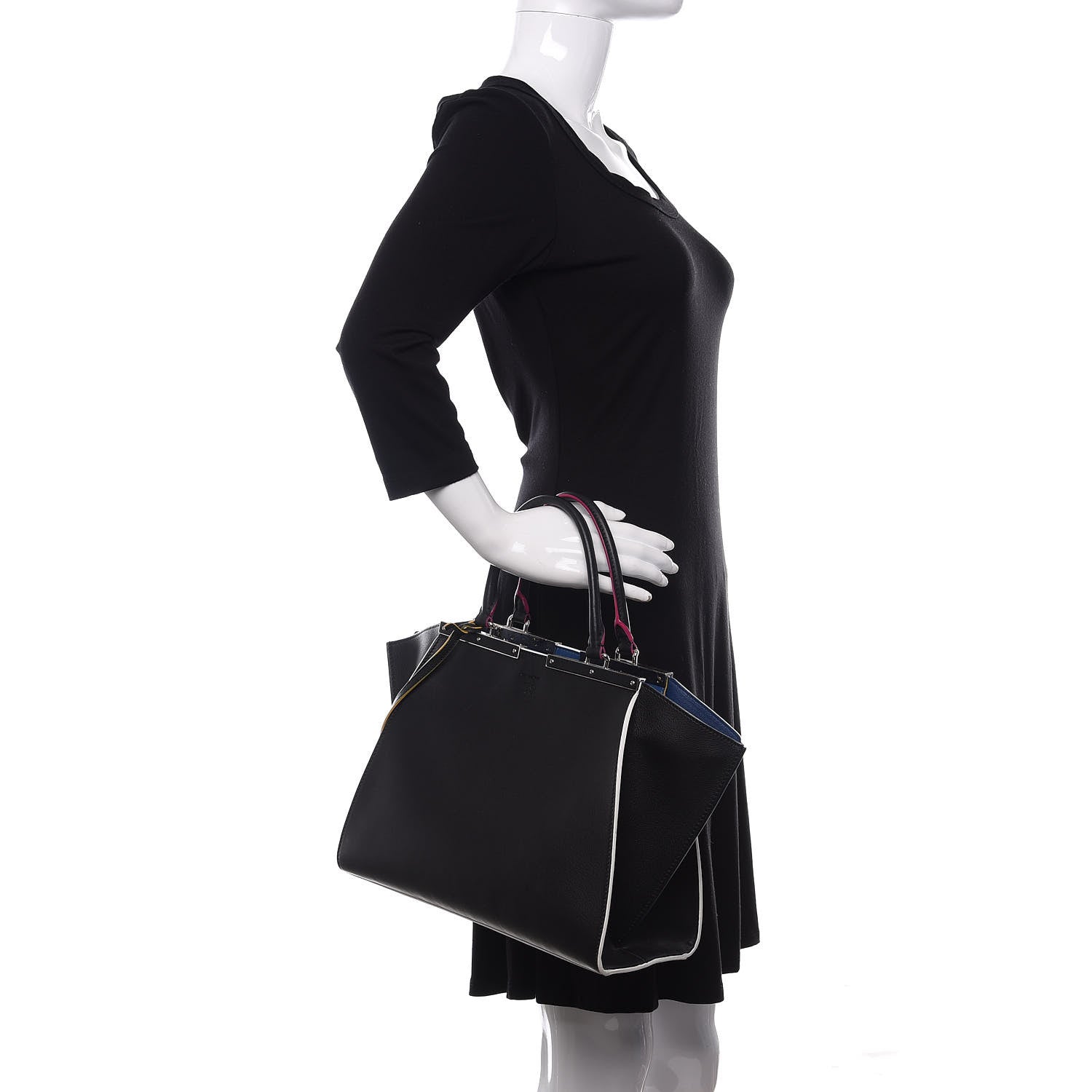 Fendi Vitello Dolce Shiny Nappa Petite 3Jours Tote Black Iris 3 of 11