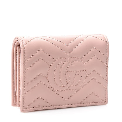 Gucci Calfskin Matelasse GG Marmont Card Case Wallet Perfect Pink 2 of 6