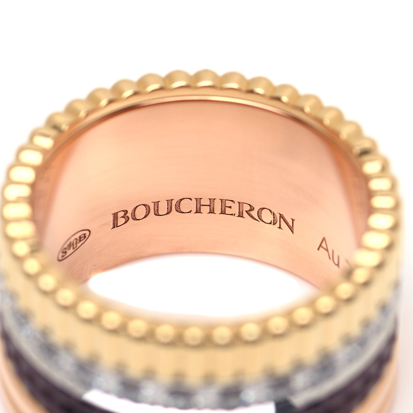 18K Pink Yellow White Gold PVD Diamond Large Quatre Classique Ring 51 5.75