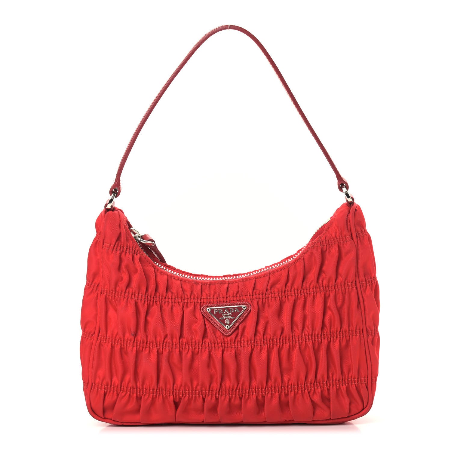 Prada Tessuto Nylon Gaufre Shoulder Bag Rosso 1 of 12