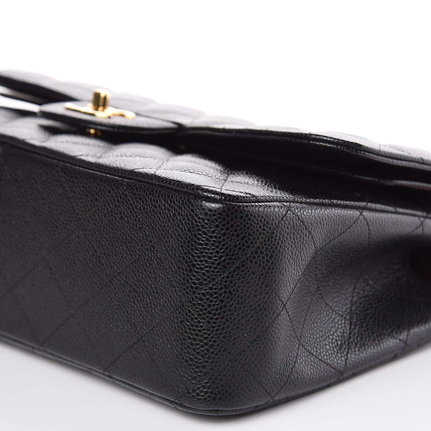 Caviar Quilted Jumbo Double Flap Black