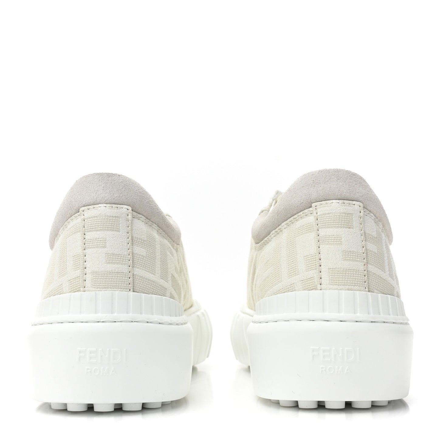 Fabric Jacquard FF Rainbow Womens Fendi Force Low-Top Sneakers 40.5 Avorio