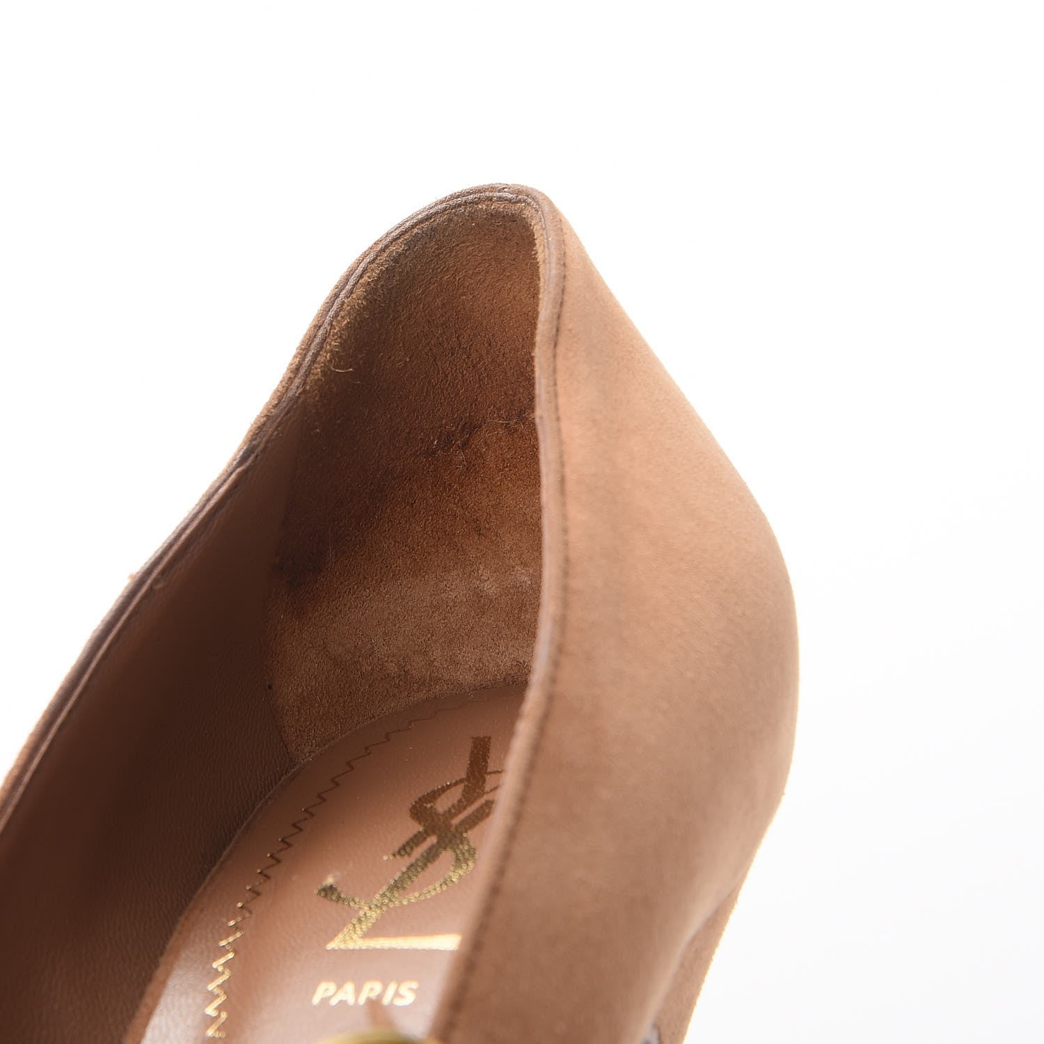 Saint Laurent Suede Palais Platform Mary Jane Pumps 37 Tan 13 of 14