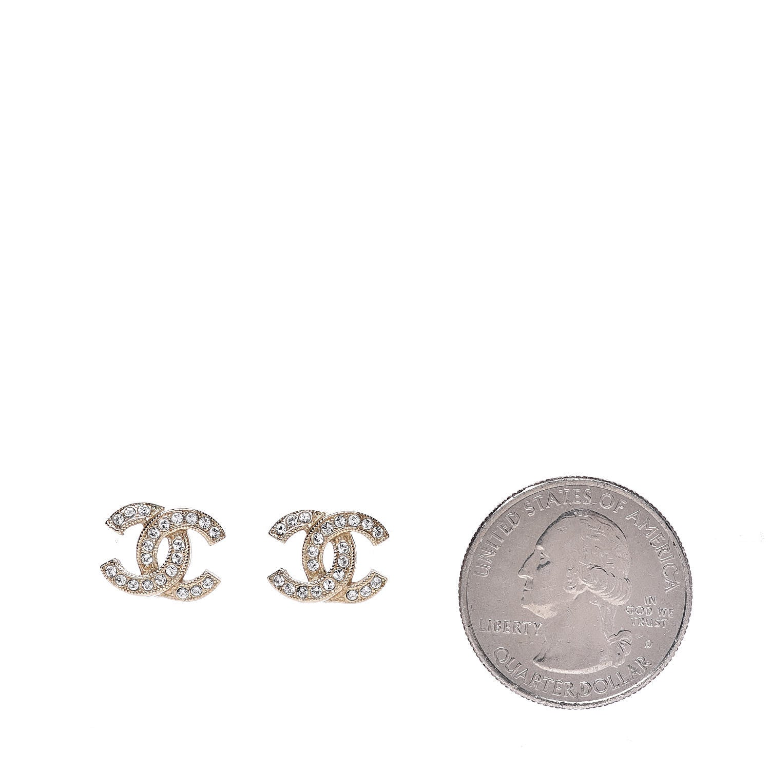 Chanel Crystal CC Earrings Gold 2 of 5