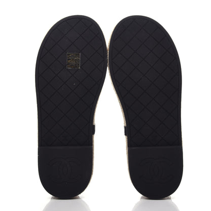 Chanel Lambskin Chain CC Thong Espadrille Sandals 40 Black 5 of 8