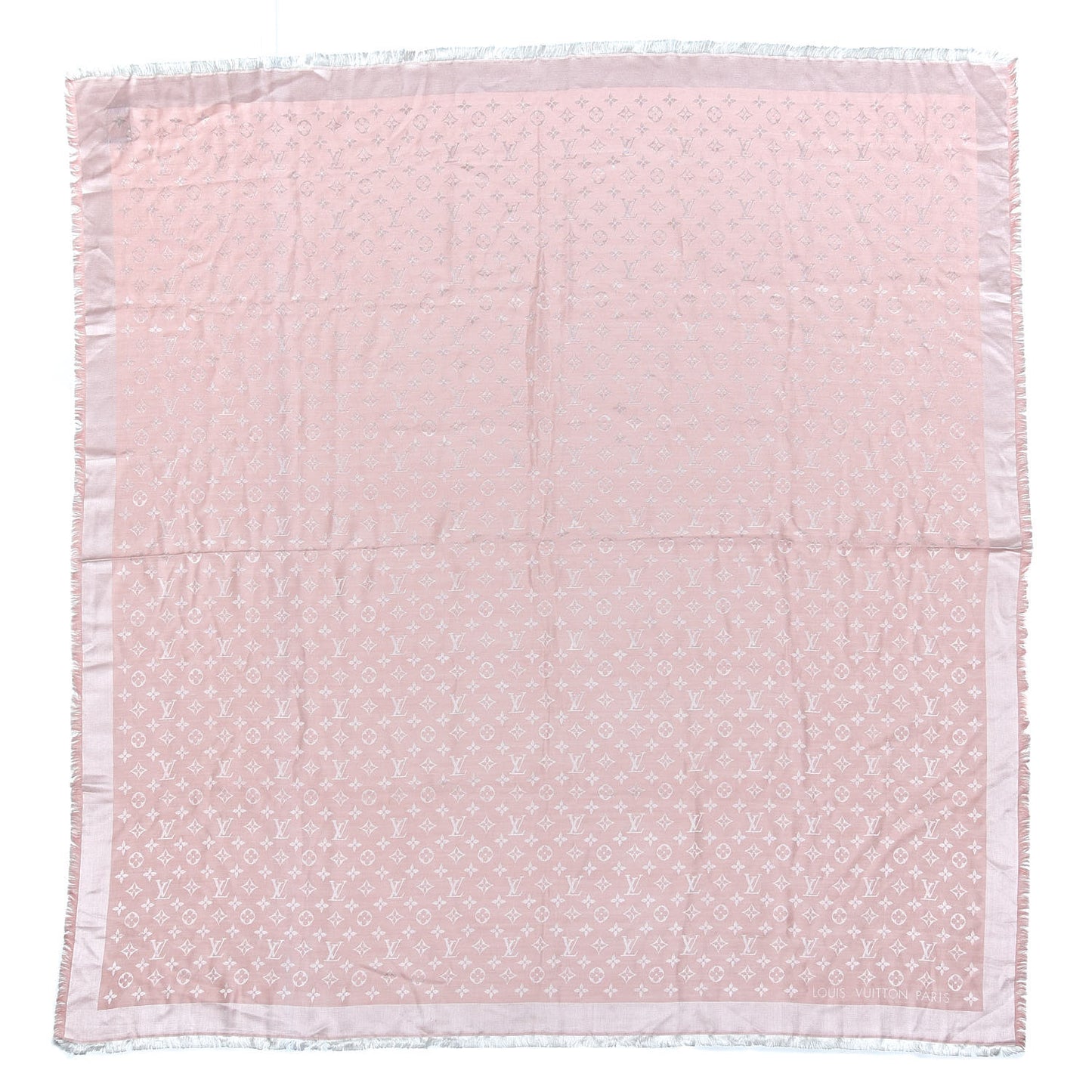Silk Wool Monogram Denim Shawl Pink