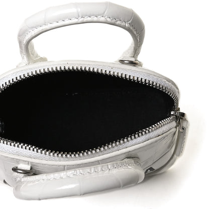 Balenciaga Calfskin Logo Crocodile Embossed Mini Ville Top Handle Bag White Black 5 of 13