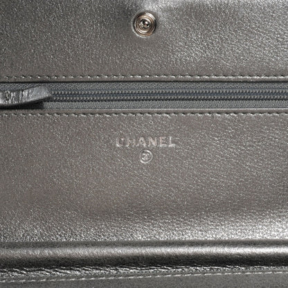 Chanel Metallic Calfskin Quilted Boy Wallet On Chain WOC Silver 7 of 8