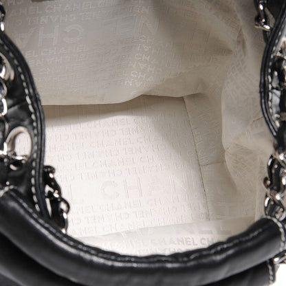 Chanel Lambskin Contrast Stitch Small Drawstring Tote Black 6 of 8