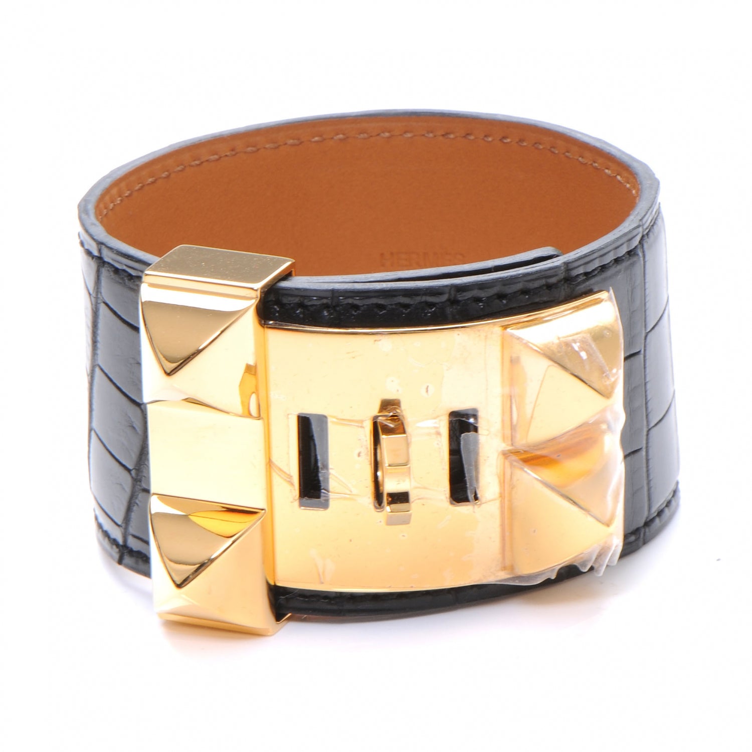Hermes Matte Alligator Collier De Chien CDC Bracelet Black Large 3 of 5