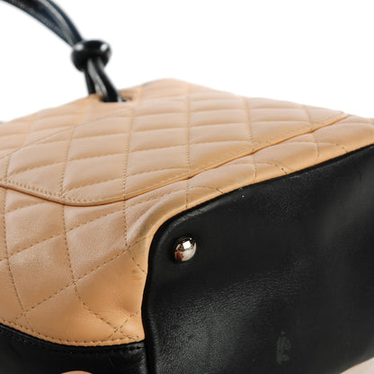 Chanel Calfskin Quilted Small Cambon Tote Beige Black 10 of 15