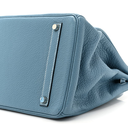 Hermes Taurillon Clemence Birkin 35 Blue Jean 8 of 19