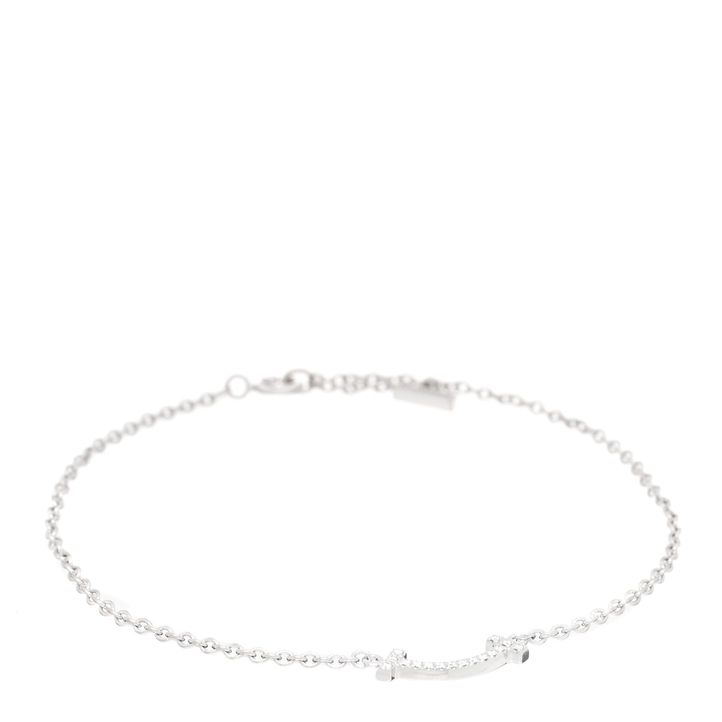 18K White Gold Diamond Mini T Smile Bracelet