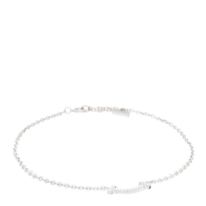 Tiffany 18K White Gold Diamond Mini T Smile Bracelet 1 of 4