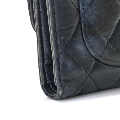 Chanel Lambskin Quilted Large Gusset Flap Wallet Navy 8 of 12