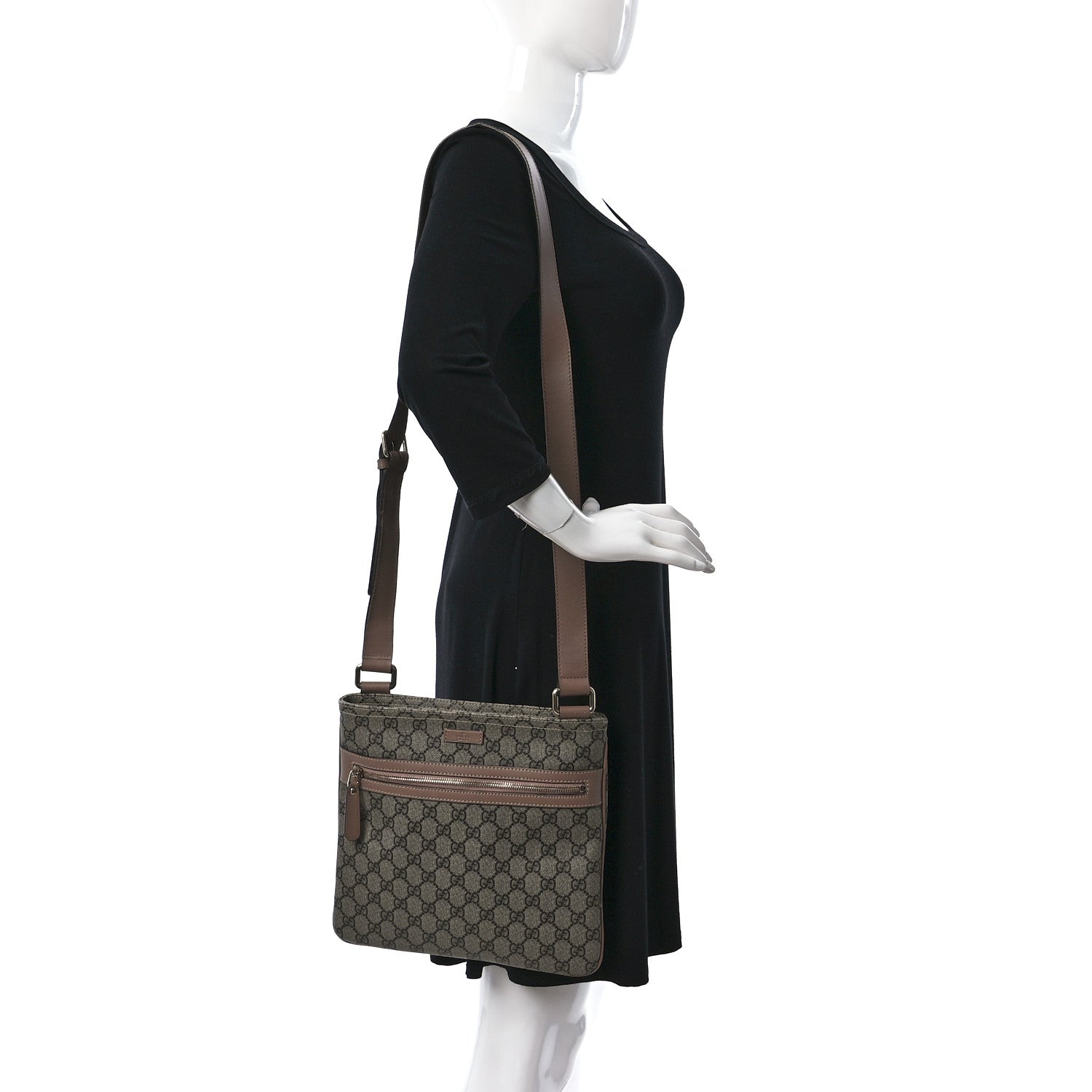 Gucci GG Supreme Monogram Small Flat Messenger Bag Light Brown 2 of 13