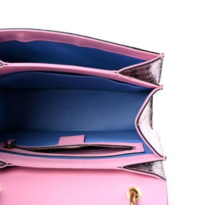 Gucci Snakeskin Sylvie Web Small Queen Margaret Top Handle Bag Pink 5 of 11