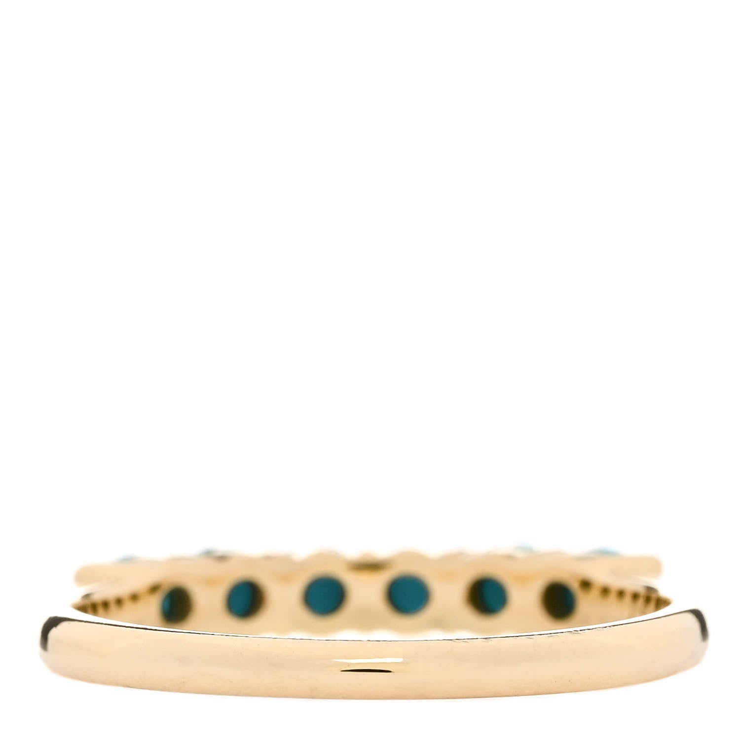 Jennifer Meyer 18K Yellow Gold Turquoise 4 Prong Ring 55 7.25 3 of 5