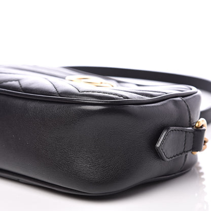 Gucci Calfskin Matelasse Mini GG Marmont Chain Shoulder Bag Black 10 of 13