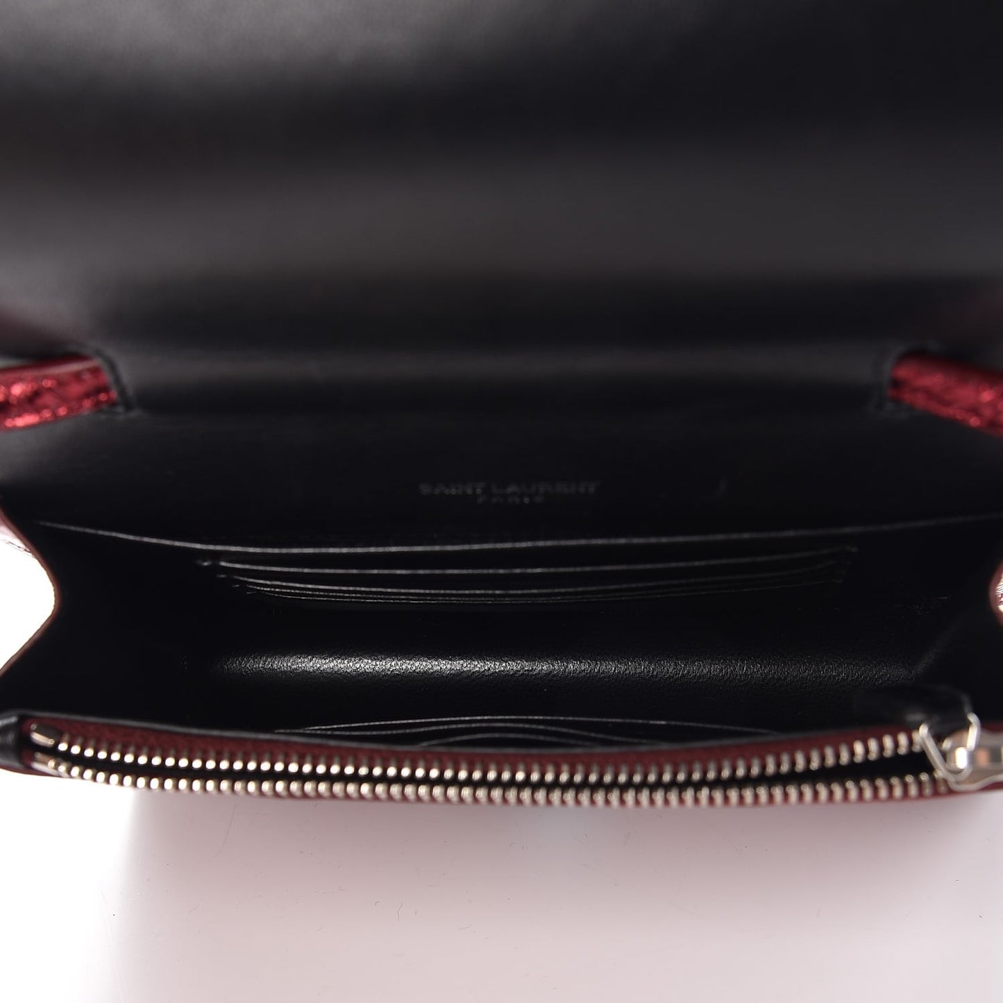 Metallic Snakeskin Monogram Toy Kate Strap Wallet Cherry