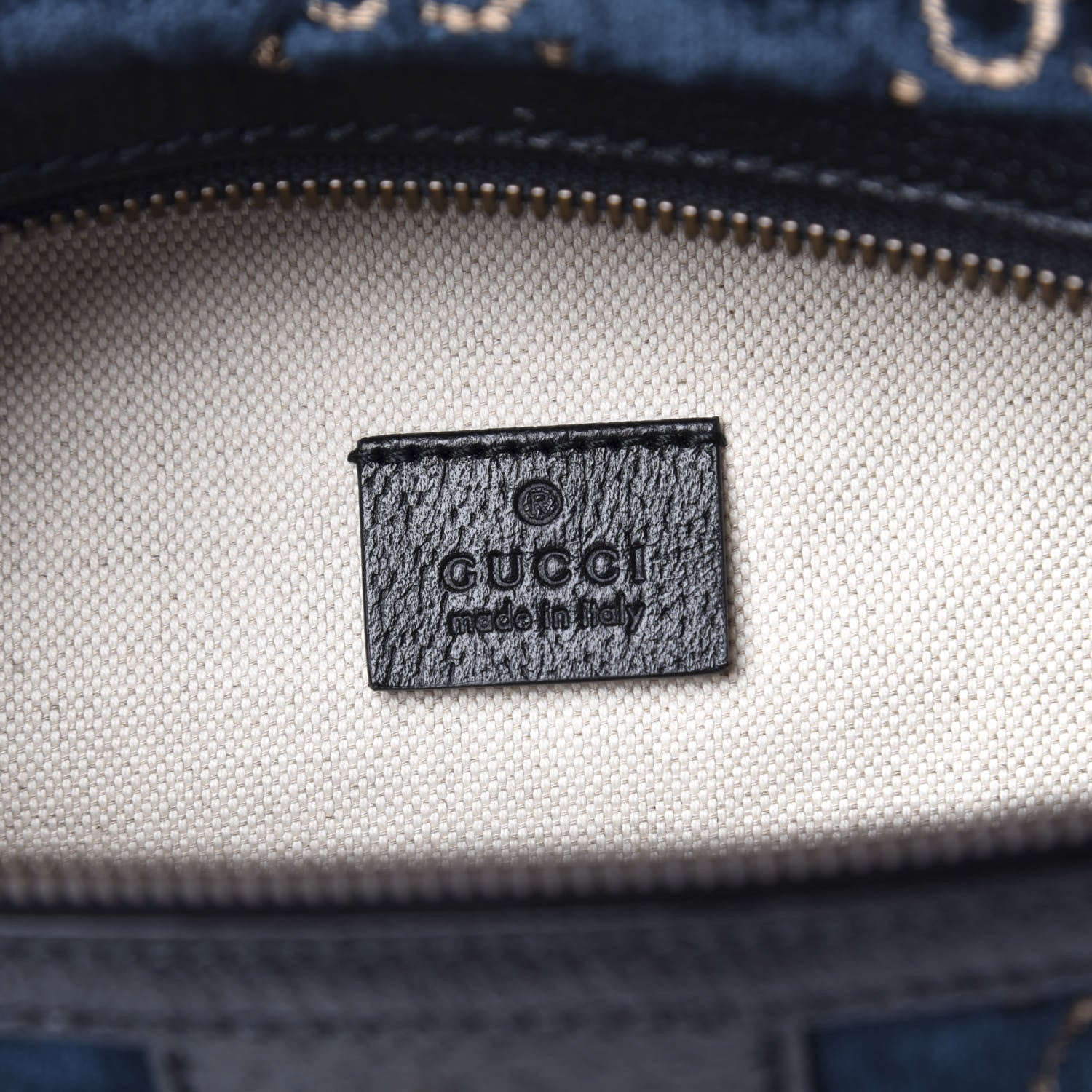 Gucci Velvet GG Monogram Web Belt Bag Blue Beige 6 of 9