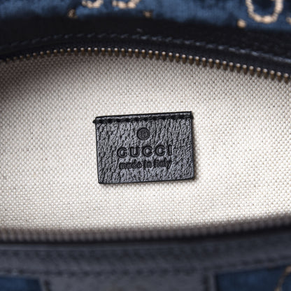 Gucci Velvet GG Monogram Web Belt Bag Blue Beige 6 of 9