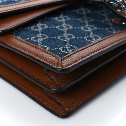 Gucci New Denim GG Monogram Dollar Calfskin Enamel Small Dionysus Shoulder Bag Blue Tea Cuir Epilog Electric Blue 9 of 10