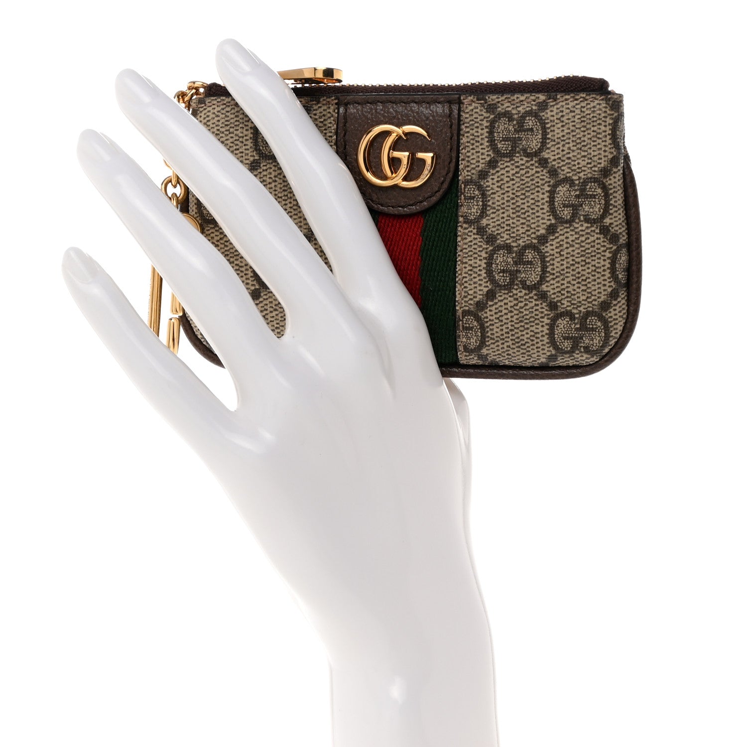 Gucci GG Supreme Monogram Web Ophidia Key Case Beige New Acero 2 of 7