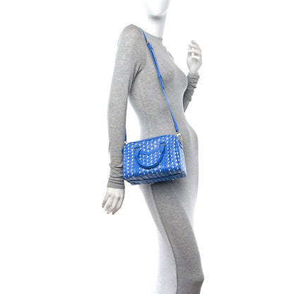 Moynat Grained Calfskin Canvas Crossbody Blue 2 of 11