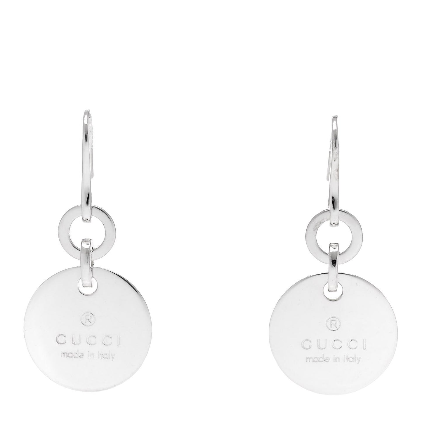 Sterling Silver Trademark Round Drop Earrings