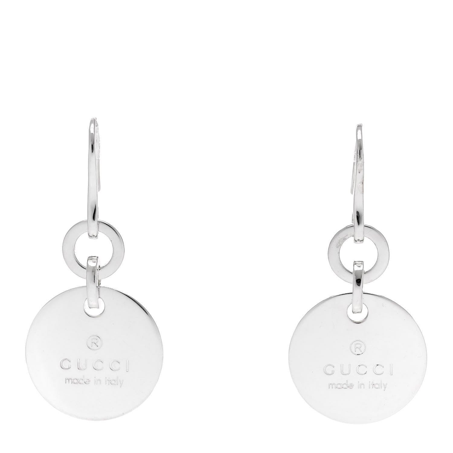 Gucci Sterling Silver Trademark Round Drop Earrings 1 of 6