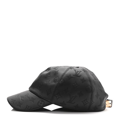 Louis Vuitton Calfskin Monogram Shadow Baseball Cap 62 Black 4 of 9