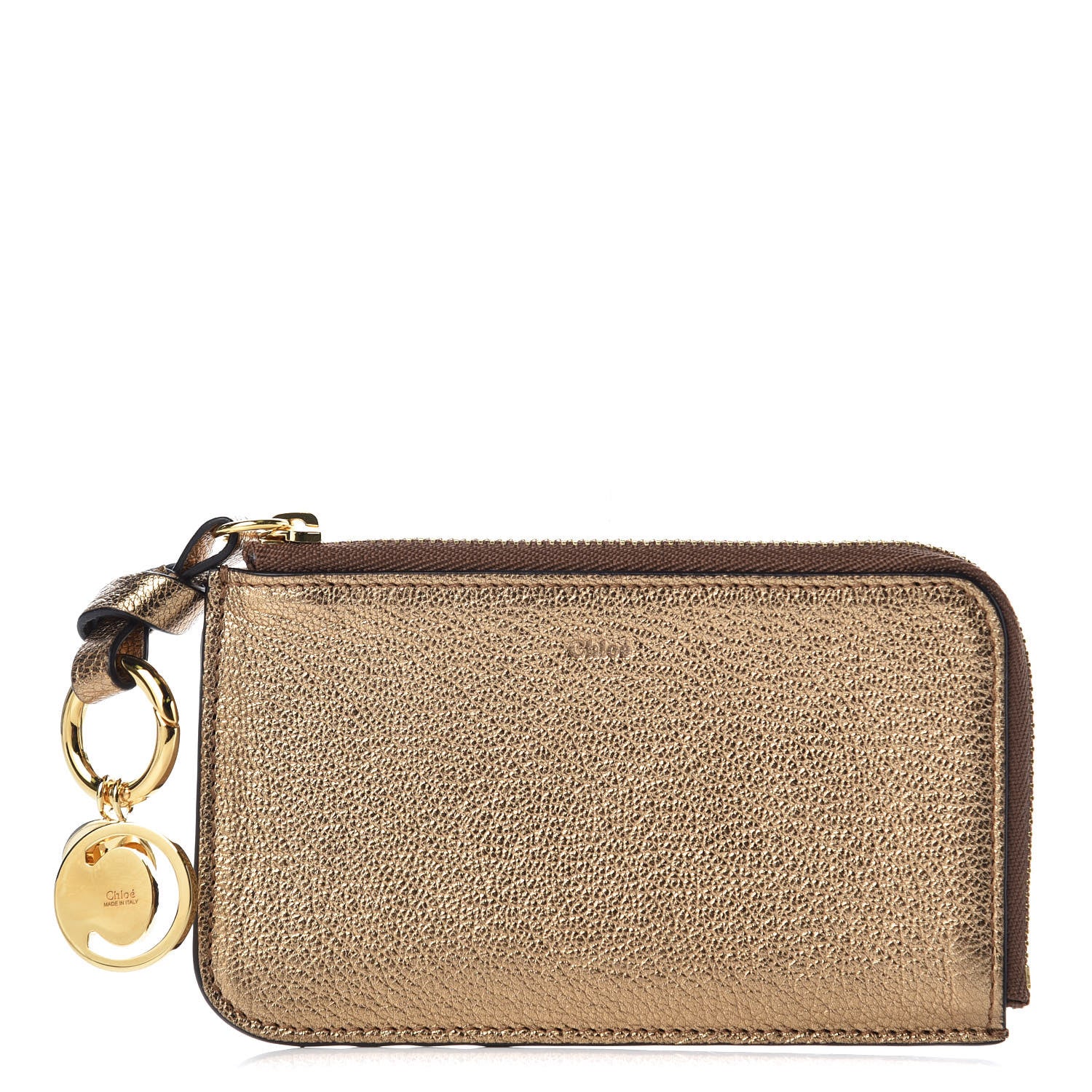 Chloe Metallic Goatskin Alphabet Purse Wallet Gold 1 of 6