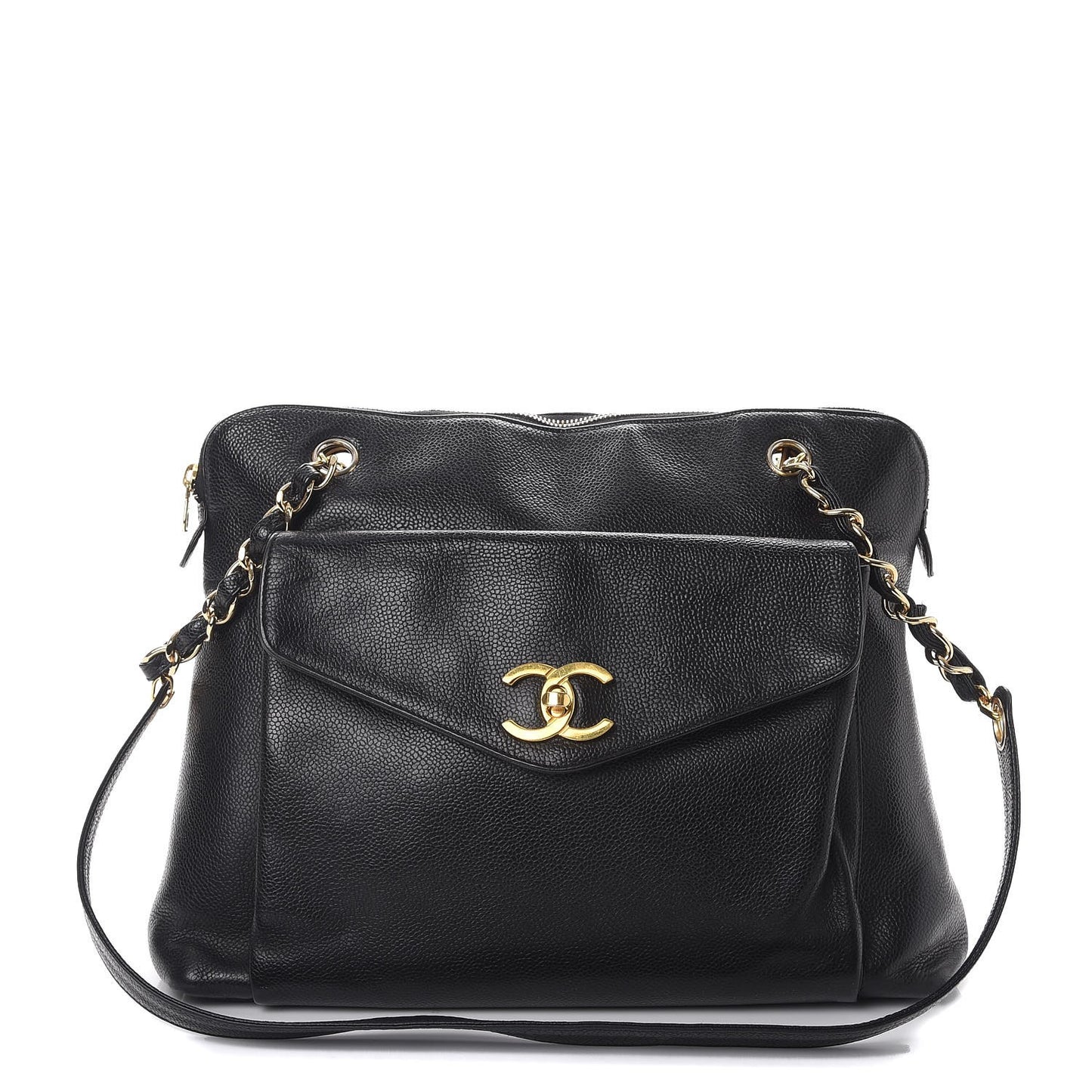 Caviar Flap Shoulder Bag Black
