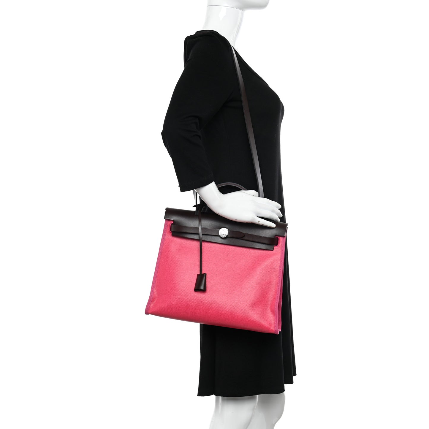 Toile H Berline Vache Hunter Herbag Zip 31 PM Rouge Sellier Rose Shocking