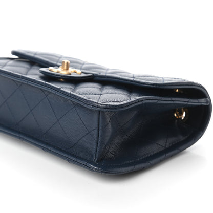 Chanel Caviar Quilted Medium Sweet Classic Flap Navy Blue 7 of 10