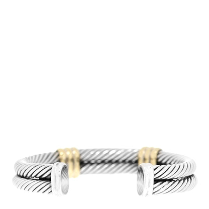 David Yurman Sterling Silver 14K Yellow Gold 10mm Double Bracelet 3 of 5