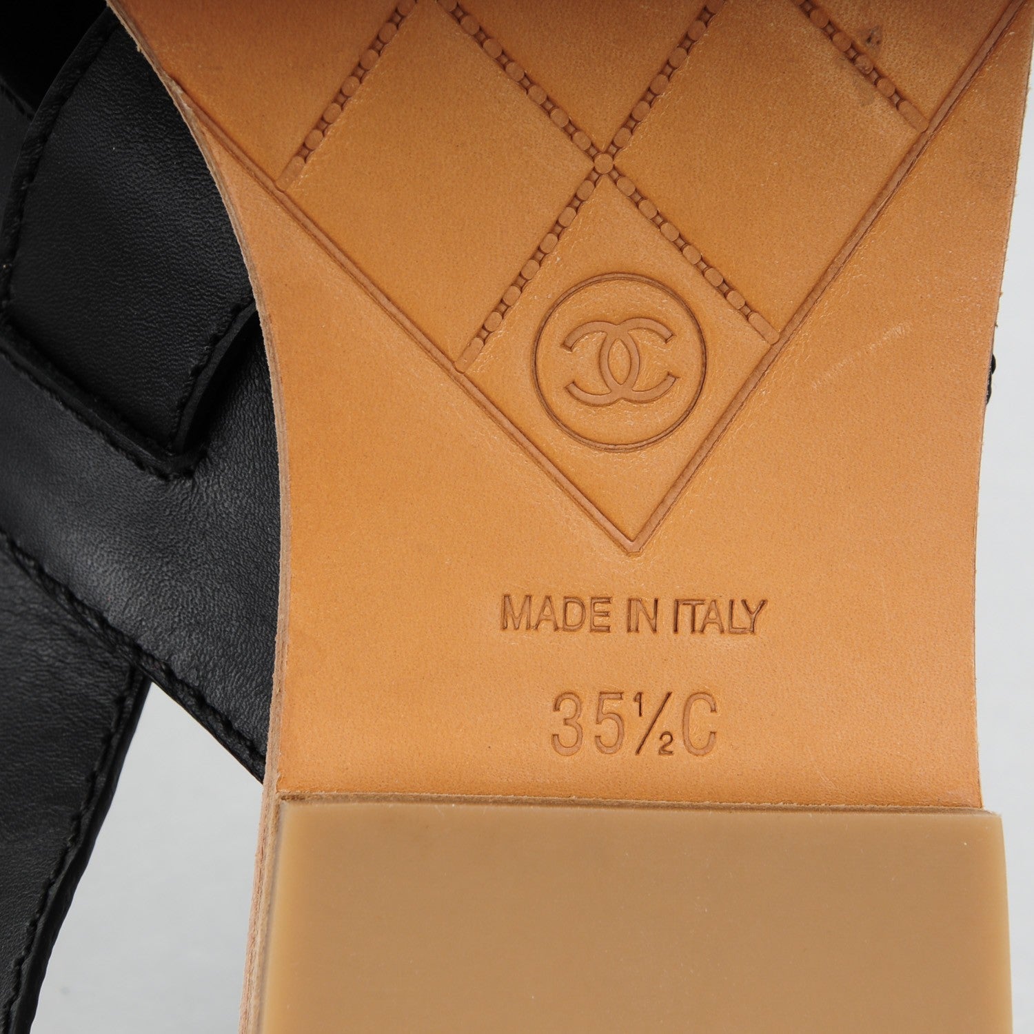 Chanel Calfskin Quilted Chain Sandals 35.5 Black 6 of 8