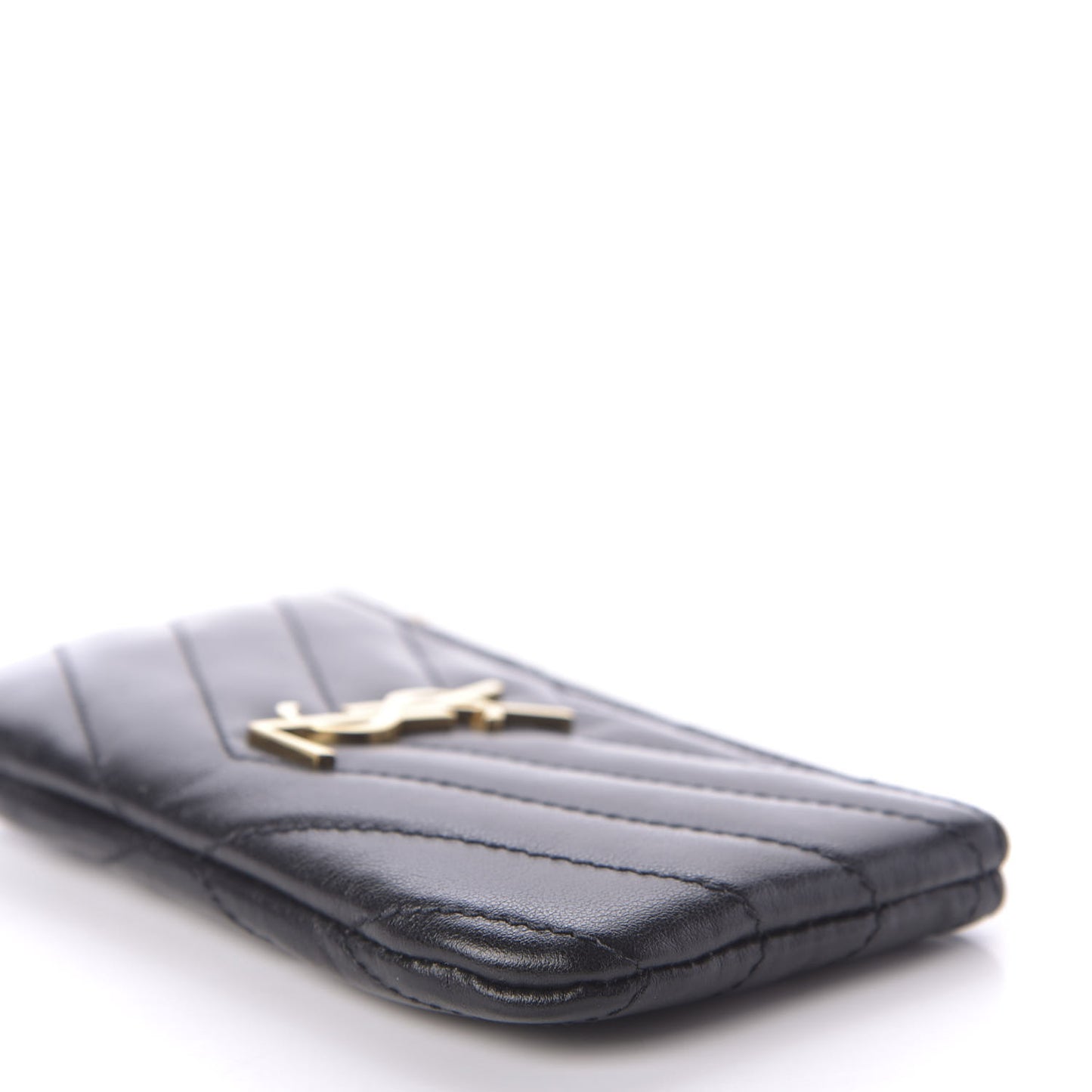 Calfskin Matelasse Monogram Key Pouch Black
