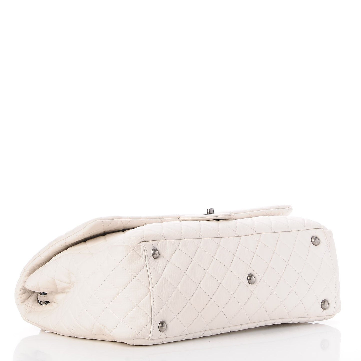 Calfskin Quilted XXL Travel Flap Bag White