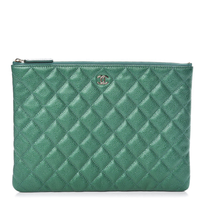 Chanel Metallic Caviar Quilted Medium Cosmetic Case Green 1 of 10