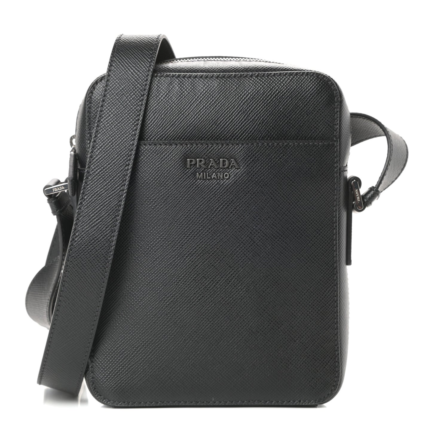 Saffiano Flat Messenger Bag Black