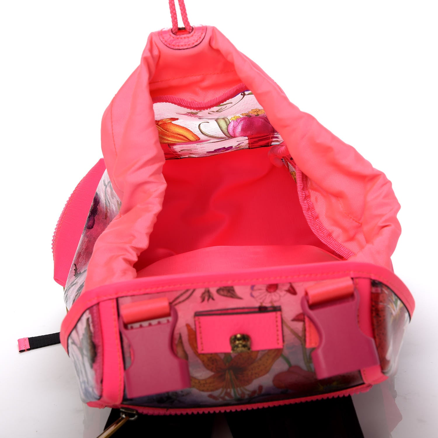 Gucci PVC Floral Double Buckle Backpack Fuchsia 4 of 9