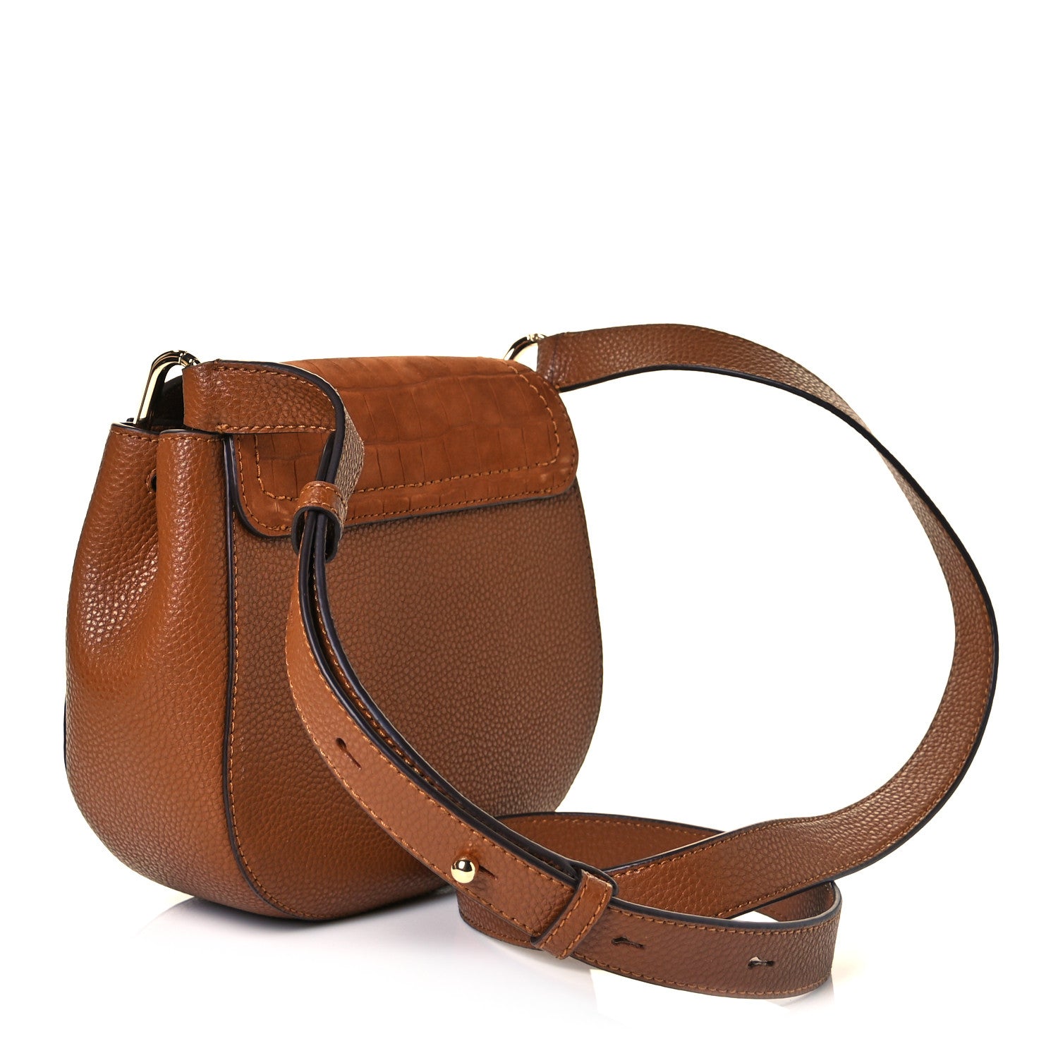 Marc Jacobs Calfskin Crocodile Embossed Maverick Saddle Bag Brandy 3 of 8