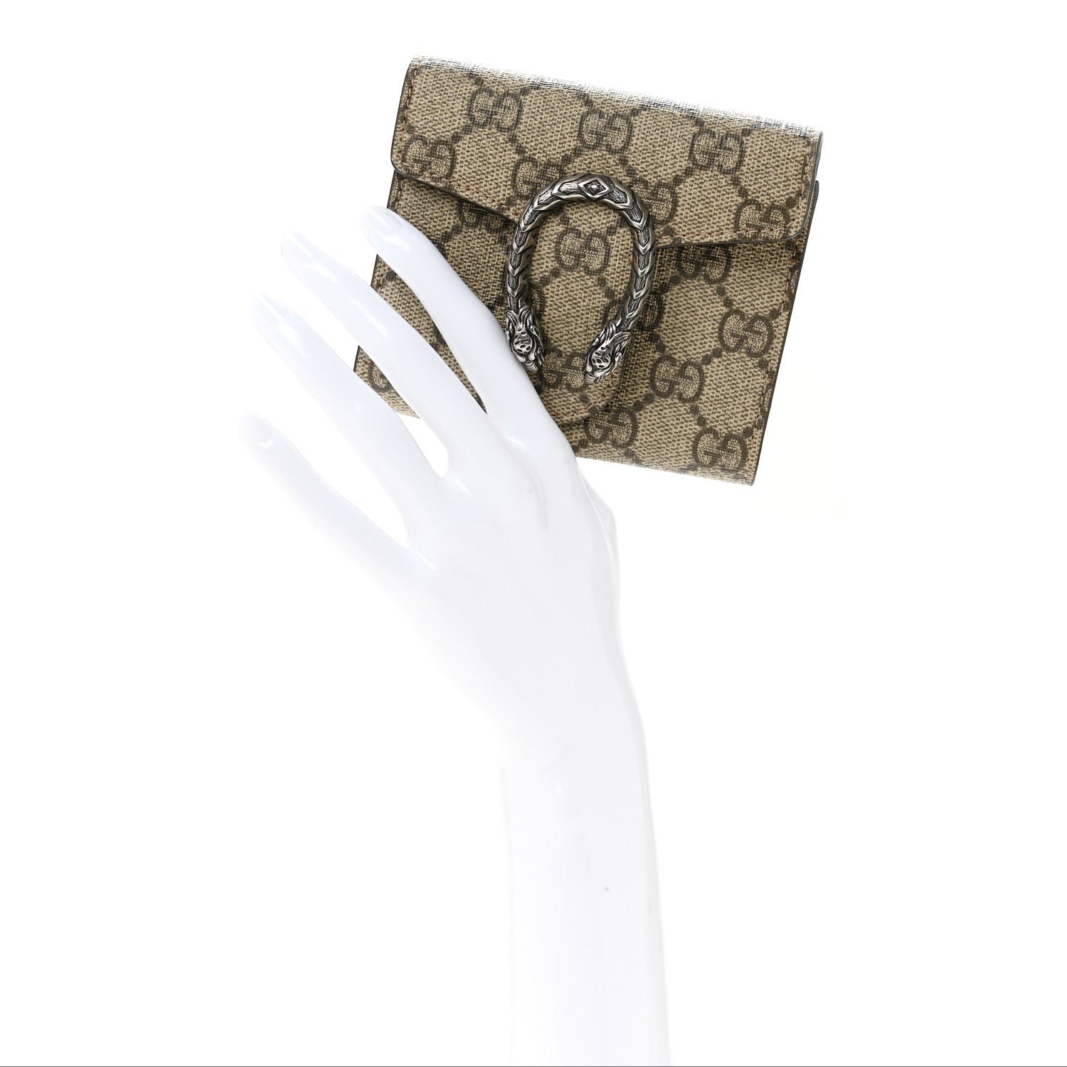 Gucci GG Supreme Monogram Dionysus Card Case Wallet Beige Taupe Beige Taupe 2 of 8