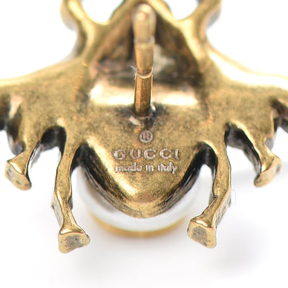 Gucci Crystal Pearl GG Bee Earrings Gold 4 of 4
