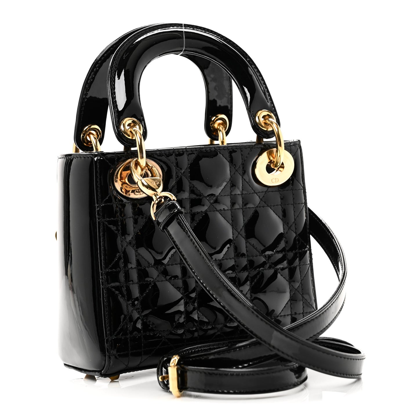 Patent Cannage Mini Lady Dior Black