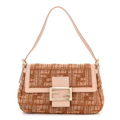 Fendi Raffia Mini Mama Baguette Beige Pink 1 of 10