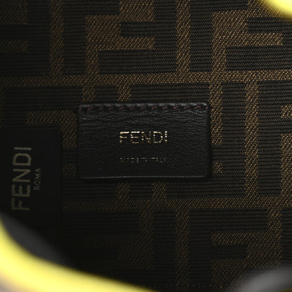 Fendi Fabric Jacquard Shiny Nappa FF 1974 Logo Threaded Edge Mini Mon Tresor Bucket Bag Tobacco Moro Giallo Fluo 6 of 9