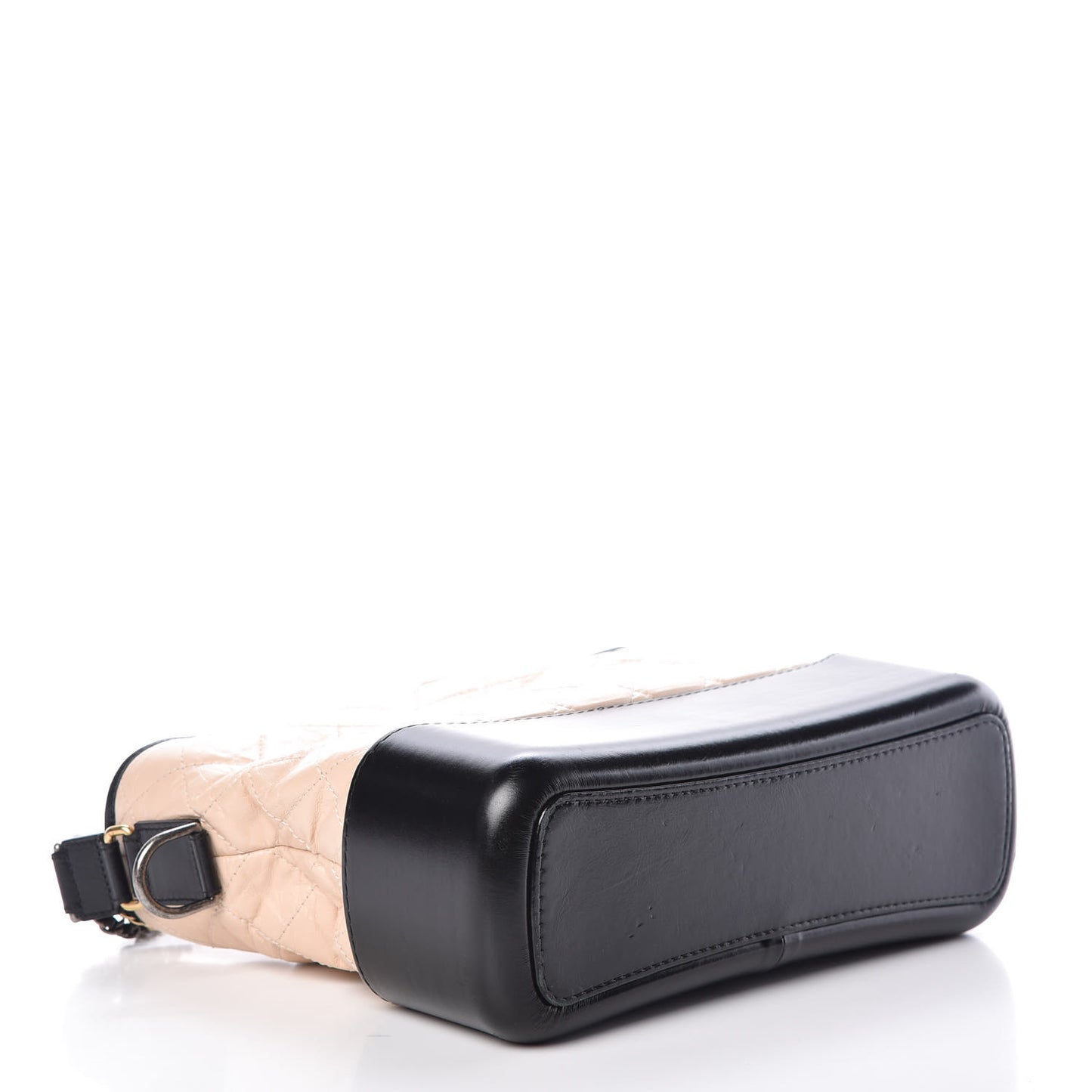 Aged Calfskin Quilted Medium Gabrielle Hobo Beige Black
